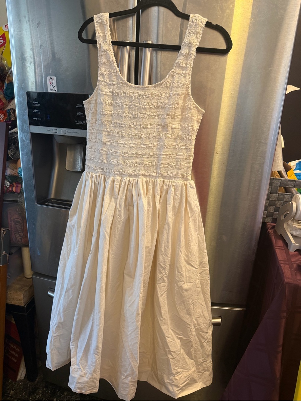 Pilcro Ivory Maxi Dress with Smocked Bodice